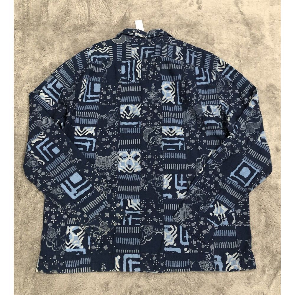 J.Crew Indigo Dyed Madras Patchwork Camp Collared Shirt Men's XL Casual‎ - Picture 10 of 10